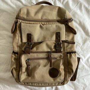Tan canvas adventure backpack